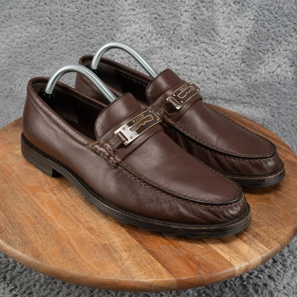 BALLY Candino Bit Loafer Casual Brown Leather Driver Shoes Mens Sz 8.5 D